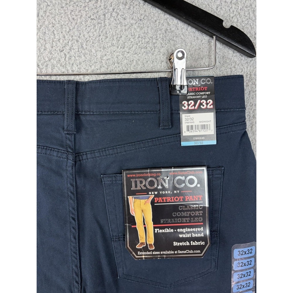 Iron Co. Patriot Pants Mens 32x32 Blue Classic Comfort Straight Leg Chino New